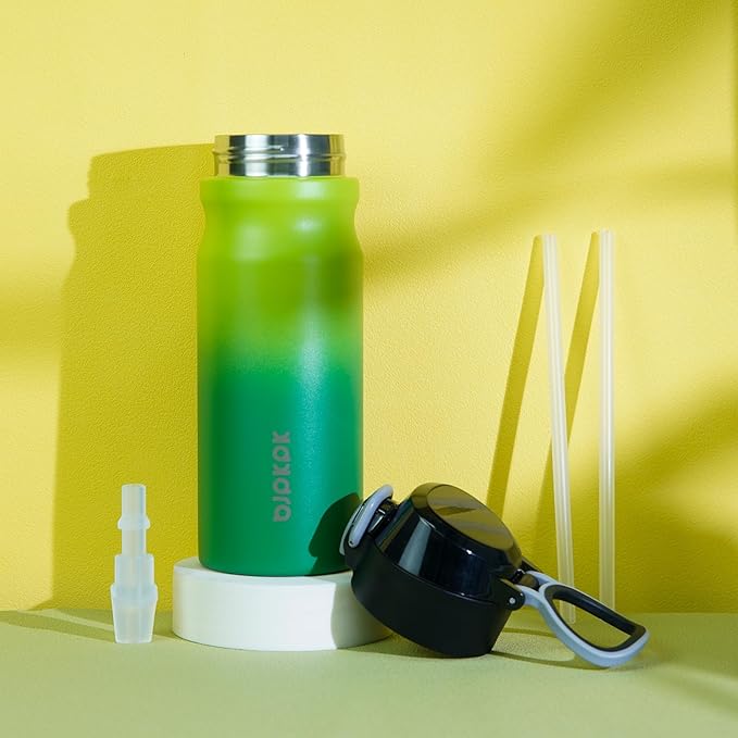 BJPKPK Stainless Steel Insulated Water Bottle With Straw Lid 18oz Reusable Metal Thermo Bottles Keep Cold And Hot,Bamboo Grove