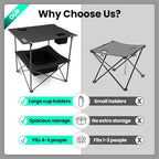 Folding Camping Table, Portable Outdoor Picnic Table, Rectangular Lightweight Camp Table with Storage, Cup Holder and Carry Bag for Barbeque Beach Camping and Tailgate