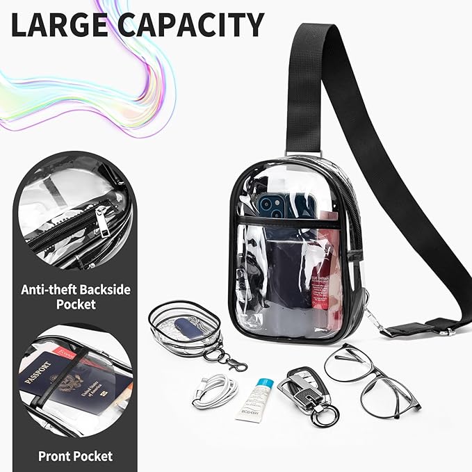 Waterproof Clear Bag for Stadium Events, Women's Crossbody Clear Sling Bag with Coin Wallet, Shoulder Bag for Daily Use