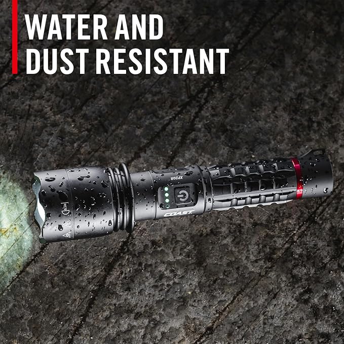 Coast XP20R 4000 Lumen USB-C Rechargeable LED Flashlight with Slide Focus and Pure Beam Focusing Optic, 5 Light Modes