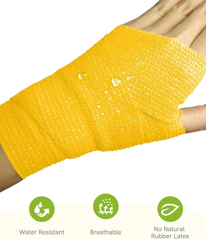 FriCARE Self Adhesive Bandage Wrap, Medical Tape in First Aid Kit, Cohesive Bandages for Wounds Sport Vet, 2 Inches X 5 Yards 16 Rolls, Vivid