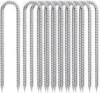 Rebar-Stakes-12-Inch-U-Shaped, Ground Stakes Heavy Duty for High Winds Galvanized Anti-Rust 10pcs Metal Stakes for Ground Heavy Duty Ground Anchors for Garden Dog Fence Chicken Coop Water Pipe