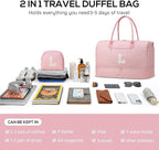 Letter Weekender Bags for Womens - Duffle Bag with Shoe Compartment Personalized Overnight Bag with Toiletry Bag Duffel Bags for Gym Hospital Bags Gift for Women Pink (Letter L)