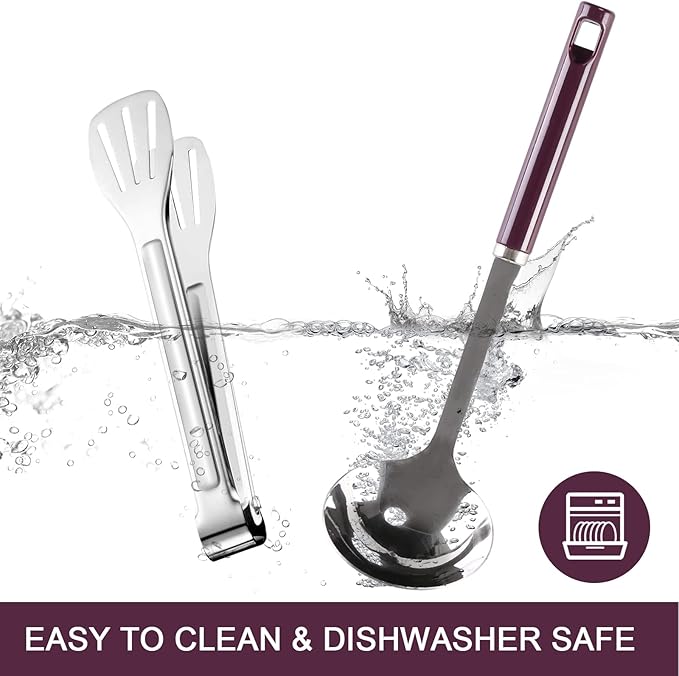 Odoland 8Pcs Camping Cooking Utensils Set for Family & Adults, Kitchen Utensil with Tongs, Scissors, Cutting Board, and Water Resistant Case for Picnic, Hiking, Backpacking, Outdoor Camping