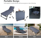 ATORPOK Folding Camping Cot for Adults with Padded Mattress and Pillow, Adjustable Reclining Lounger Sleeping Cot Bed, Ideal for Camping, Travel, Garden, or Office Use, Blue