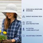 TOP-EX Cooling Sun Hat with Neck Flap – UPF 50+ Wide Brim Breathable Hat for Hiking, Fishing & Big Heads