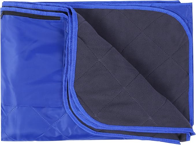 REDCAMP Large Waterproof Stadium Blanket for Cold Weather, Soft Warm Fleece Camping Blanket Windproof for Outdoor Sports, Blue