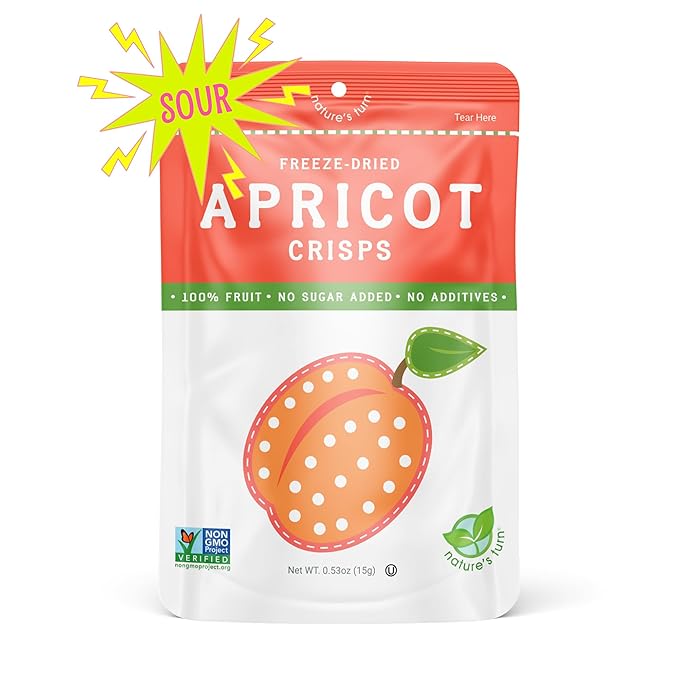 Nature’s Turn Freeze-Dried Fruit Crisps – Healthy, Gluten-Free, Crispy & Delicious, Plant-Based Snack, Ideal for Cereal, Smoothies, School Lunches, & On-the-Go, Sour Apricot, Pack of 12 (0.53 oz Each)