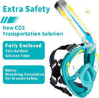 Full Face Snorkel Mask Adults with Ear Pressure Equalizer, Fully Enclosed CO2 Outflow, Silicone Bonding Anti-Leak&Fog,Buckle Folding for Portability
