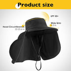 Fishing Hat for Men&Women,Outdoor UV Waterproof Wide Brim Bucket Hat,UPF50+ Sun Hat with Neck Flap