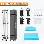 EAGLE PEAK Pop Up Canopy Tent with 1 Sidewall, Easy Setup Event Tent, Outdoor Sun Shade, Wheeled Carry Bag, Stakes and Guy Ropes, Instant Canopy 10x10, Light Blue