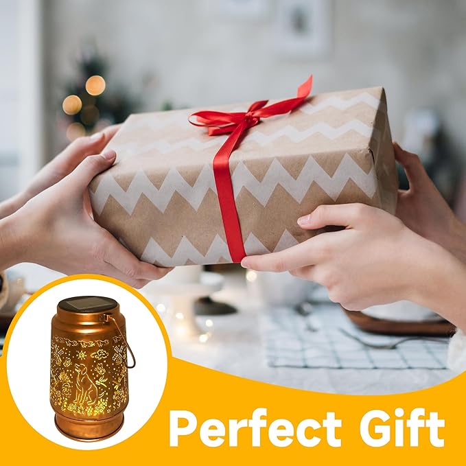 Lawn Social Solar Lanterns Outdoor Waterproof, Dog Metal Hanging Solar Lights for Outside, Garden Decor Birthday Gifts for Women Mom Grandma, Outdoor Lantern for Patio Yard Walkway Balcony Porch