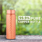 NORMAN JR Copper Water Bottle 400ml - Gift Box of 3, Slim Hammered, an Ayurvedic vessel made of pure copper - helps you drink more water with many health benefits