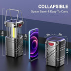 LETMY 4 Pack Camping Lantern, Rechargeable LED Lanterns, Solar Lantern Battery Powered Hurricane Lantern Flashlights with 3 Powered Ways & USB Cable for Emergency, Power Outage, Hurricane Supplies