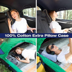 Travel & Camping Comfortable Memory Foam Pillow – Easy to Carry Portable Bag – Temperature Regulating Pillow Case (Black Contour + Extra Cover)