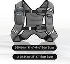Weighted Vest, 6lb/8lb/12lb/16lb/20lb/25lb/30lb Weight Vest with Reflective Stripe, Weighted Vest for Men Women Workout Equipment for Strength Training, Running, Jogging, Fitness, Weight Loss