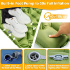 Double Sleeping Pad, Ultralight 4in Extra-Thick for 2 Person with Built-in Pillow & Foot Pump Sleep Mat, Compact Inflatable Camping Mat for Backpacking Hiking Travel Tent Camp Gear Gifts