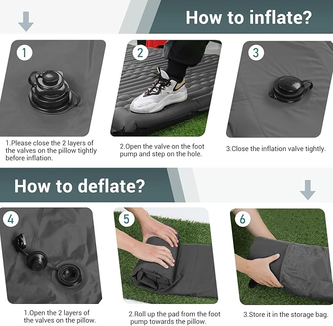 Elegear Double Sleeping Pad for Camping, 4.7" Ultra-Thick Self Inflating Camping Pad 2 Person with Pillow Built-in Foot Pump Camping Sleeping Mat for Backpacking, Hiking, Portable Camping Pad