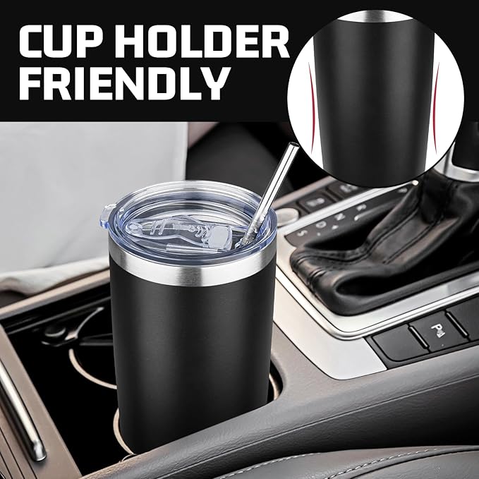 20 oz Tumbler with Lids and Straws, Stainless Steel Insulated Travel Coffee Mug, Double Wall Vacuum Insulated Tumblers, Powder Coated Coffee Tumbler for Cold & Hot Drinks (Mix Color-3)
