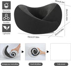 Travel Neck Pillow for Airplane – Memory Foam 360° Support Compact Design Ergonomic Flight Pillow for Sleeping & Neck Support Portable Travel Pillows for Adults, Car, Office Home (Black)