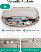 BAGSMART Fanny Packs for Women Cross Body, Lightweight Puffy Belt Bag with Multi Pockets Quilted Purse for Traveling Hiking Camel