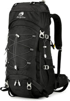 60L Waterproof Backpacking Hiking Backpack with Rain Cover for Men, Large Camping Backpack, Black