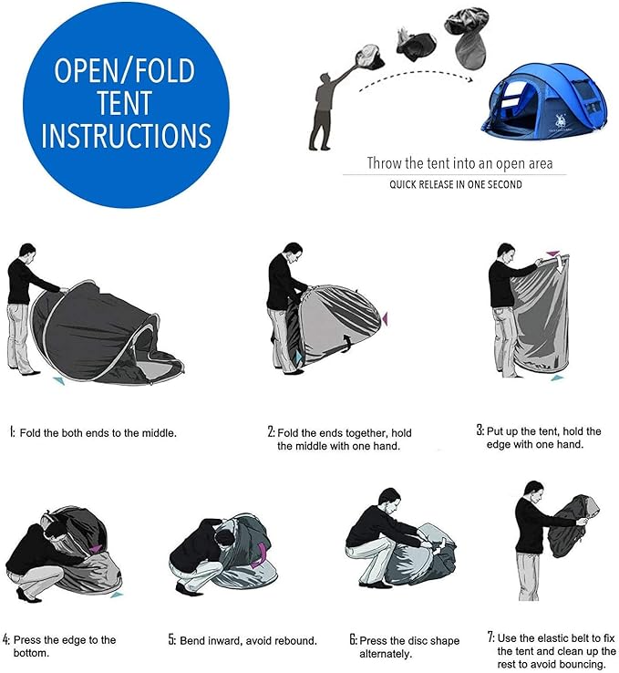 4 Person Easy Pop Up Tent,9.5’X6.6’X52'',Waterproof, Automatic Setup,2 Doors-Instant Family Tents for Camping, Hiking & Traveling