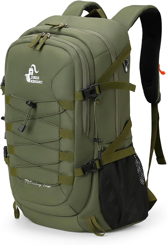 Bseash 40L Waterproof Hiking Camping Backpack with Rain Cover, Outdoor Sport Travel Bag Daypack for Climbing Skiing Cycling (Army Green)