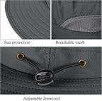 3 Pack Mens UPF 50+ Wide Brim Sun Hat with Neck Flap for Fishing Hiking Garden