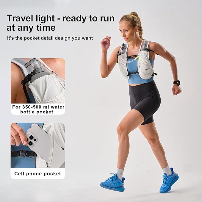 Waterproof Running Vest, 5.5L Breathable Running Hydration Vest with 1.5L Water Bladder, Water Vest for Hiking, Trail Marathon Race, Ideal for Women and Men