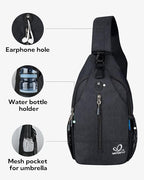 WATERFLY Small Hiking Sling Bag: Crossbody Sling Backpack Chest Bag Daypack for Men Women with Skin-Friendly Shoulder Strap