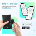Smart Card (Black) 2 Pack, Smart Wallet Tracker Card Compatible with Apple Find My (iOS only), Bluetooth Tracker with Wireless Charging, IP68 Waterproof Finder, Item Finder with Key Ring/Nylon Lanyard