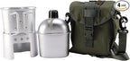 Military Canteen with Cup Stove and Molle Pouch Military Surplus Army Canteen for Outdoor Camping Hiking Surviving Backpacking