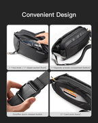Inateck Sling Bag X, Multi-pocket Crossbody Shoulder Chest Bag with Adjustable Shoulder Strap, Water-resistant Waist Fanny Pack for Men, Women, Travel, Daily Use, Cycling, Hiking, Black, Large