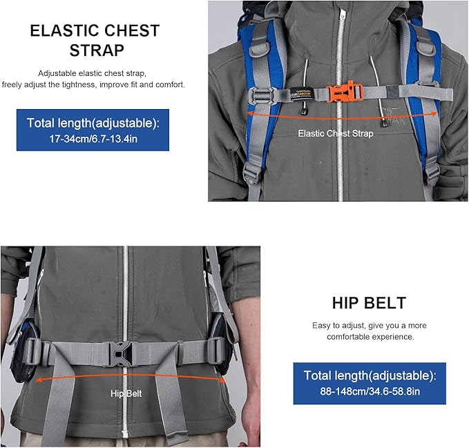 MOUNTAINTOP 80L Internal Frame Backpack for Man & Women Backpacking Hiking Backpack with Rain Cover