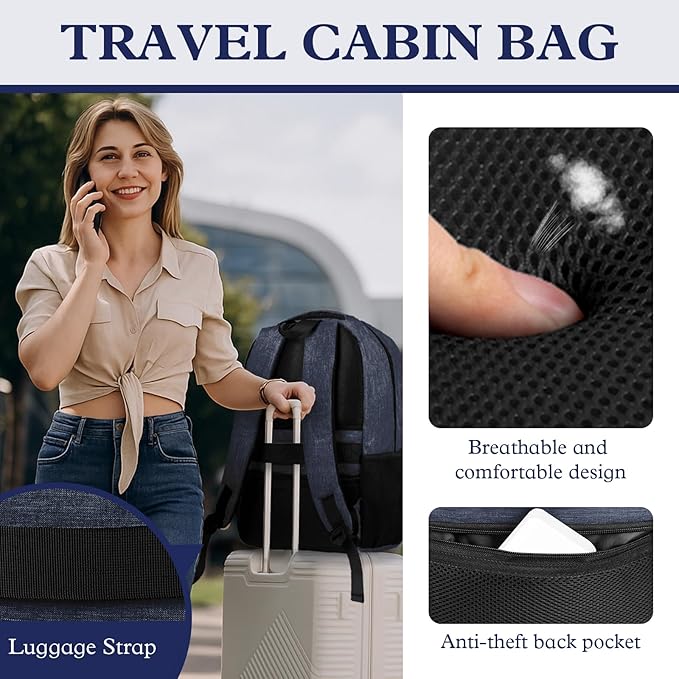 Travel Laptop Backpack, Travel Backpack, Lightweight Business Anti Theft Slim Sturdy Laptops Bag, Water Resistant College School Computer Bag Gift for Men & Women Fits 15.6 Inch Notebook, Blue