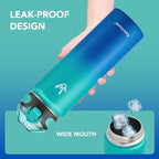 Enerbone 24 oz Insulated Water Bottle, Stainless Steel Bottle with Carrying Strap, Double-Wall Vacuum Insulation Design, Leakproof Sports Bottle with Straw, Keep Drinks Cold or Hot for Hours