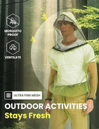 HENNCHEE Mosquito Suits for Adult, Mesh Net Bug Hooded Jacket Pant, Outdoor Full Body Protection Mosquito Proof Clothing