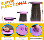 ALEVMOOM Upgraded 19.7" Portable Collapsible Folding Stool Retractable Telescoping Foldable Stool for Adults Heavy Duty Camping Sturdy with Max Load Capacity 1000lbs for Outdoor Fishing Hiking BBQ