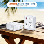 2000W Voltage Converter US to Europe for Hair Dryers, 7-in-1 220V to 110V Converter for European Travel with 3 AC/2 USBA/2 USBC Ports (PD20W)