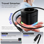 5 in 1 Magnetic Wireless Charger Stand with Night Light, Foldable Wireless Charging Station Built-in Retractable Cable, Fast Wireless Charger for iPhone 17/16/15/14/13/12, Apple Watch, AirPods Pro 3