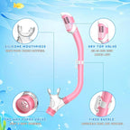 Snorkeling Gear for Kids, Kids Snorkel Set for Ages 6-14, Dry Top Snorkel, Mask Set Kid Swimming Goggles Diving Mask Combo Set Anti-Fog Panoramic View Scuba Packages