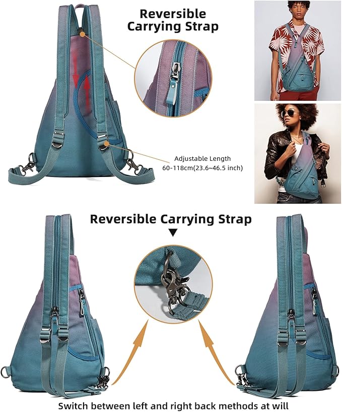 KL928 Canvas Sling Bag - Small Crossbody Backpack Shoulder Casual Daypack Rucksack for Men Women(Large Version)