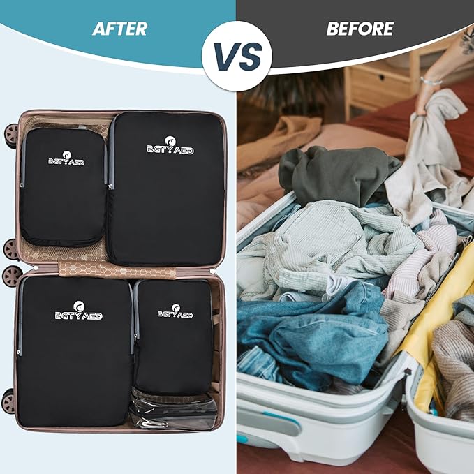 7 Set Travel Packing Organizers Compression Cubes for Suitcases Storage Bags for Compression Carry-on Easy Organizing of Travel Essentials BGTYAED