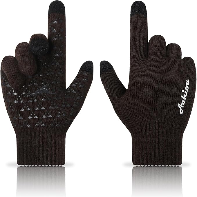 Achiou Winter Gloves, Glove for Men Women, Upgraded Touch Screen Texting Warm Running with Thermal Soft Knit Lining