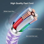 Essri for Phone Charger Cord 6 FT 2Pack,USB to Lighting Cable 6 Feet, Nylon Braided Long Charging Cable 6 Foot Compatible with iPhone 14/13/12/11/X/XS/XR/12/Pad Mini Air - Purple