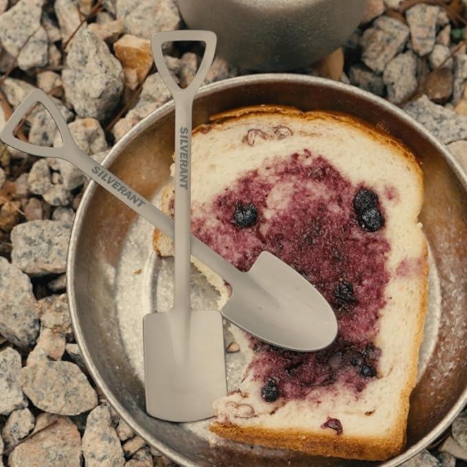 Shovel Spoon Titanium Reuseable Dessert Spoon for Tea Coffee Pudding Yogurt (Shovel Spoon-Triangle)