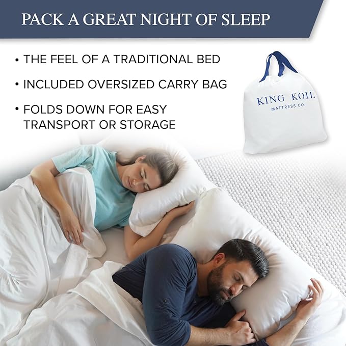 King Koil Luxury Twin Air Mattress with Built-in High Speed Pump for Camping, Home & Guests - Twin Size Double High Airbed Luxury Inflatable Blow Up Mattress Waterproof (1-Year Manufacturer Warranty)