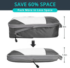 3 Set Compression Packing Cubes for Travel - Compressible, Lightweight, and Space-Saving Packing Cubes, Travel Essentials for Women, Grey