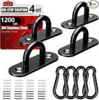 sprookber 304 Stainless Steel Pad Eye Snap Hooks, M8 Heavy Duty Ceiling Hooks, 1200 lb Capacity Hammock Swing Hanging kit, Plant Hangers, Marine Hardware Staple Hook Loop with Screws, Set of 8(Black)